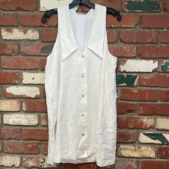 Show Me Your Mumu White Linen Collared A-line Baby Doll Dress - Size Large NWT - Picture 8 of 9